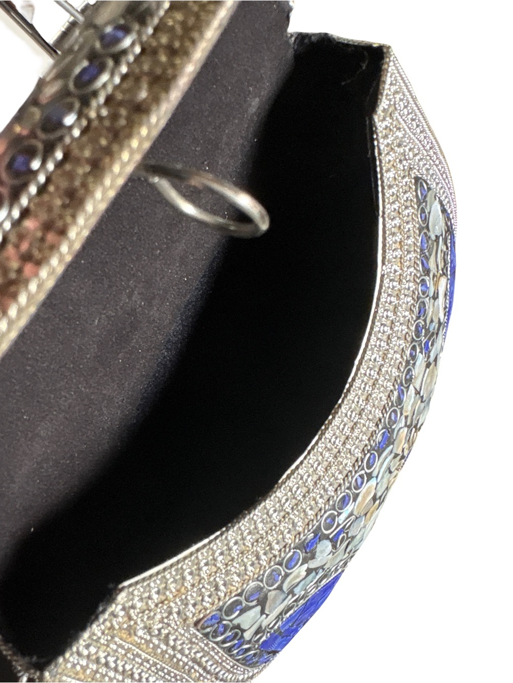 Mosaic Mother of Pearl, Silver and Blue Crossbody Bag - Picture 7 of 7